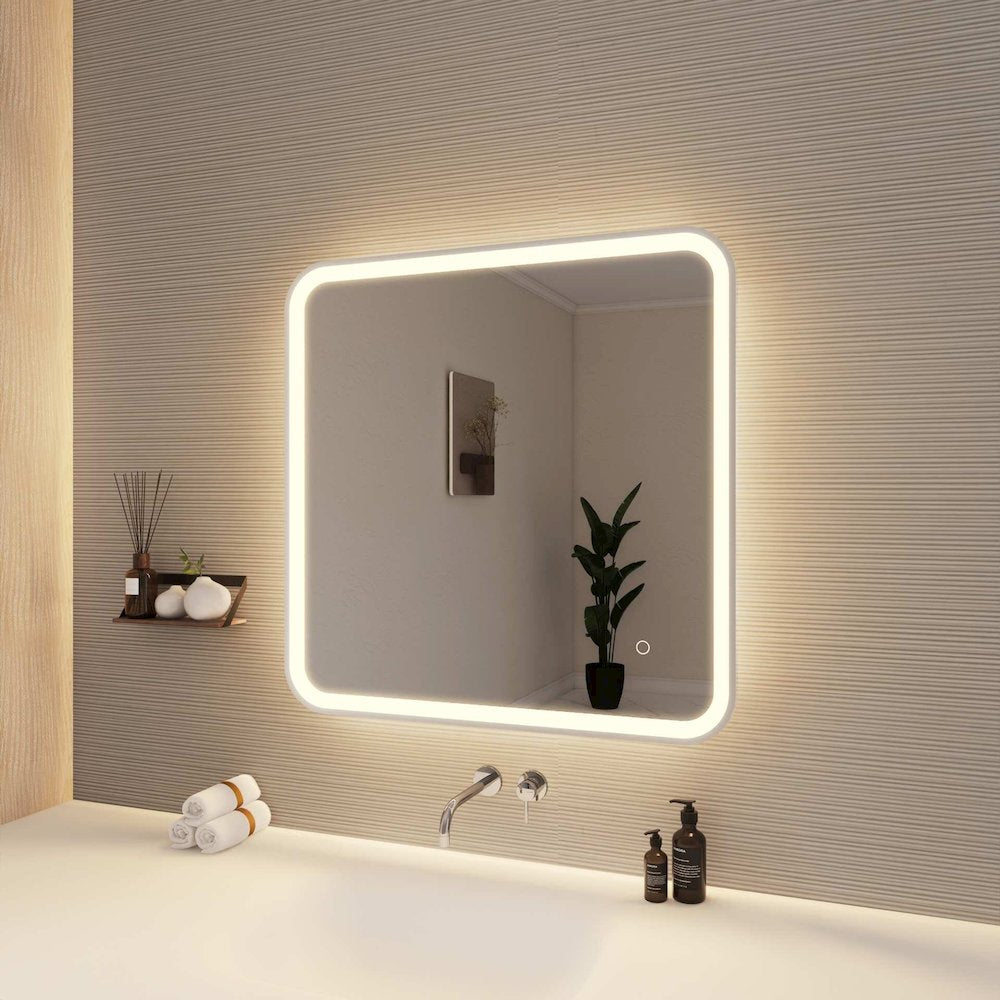 30 Inch Rectangle LED Front and Backlit Wall Mirror in Silver