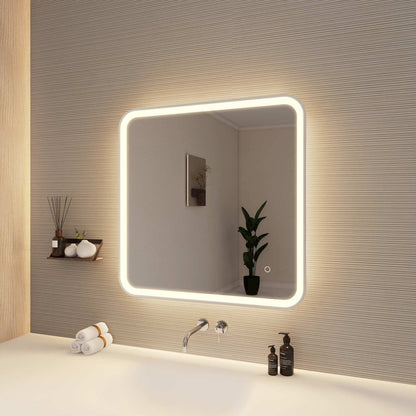 30 Inch Rectangle LED Front and Backlit Wall Mirror in Silver
