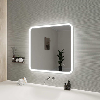 30 Inch Rectangle LED Front and Backlit Wall Mirror in Silver