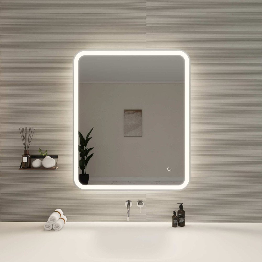 36 Inch Rectangle LED Front and Backlit Wall Mirror in Silver