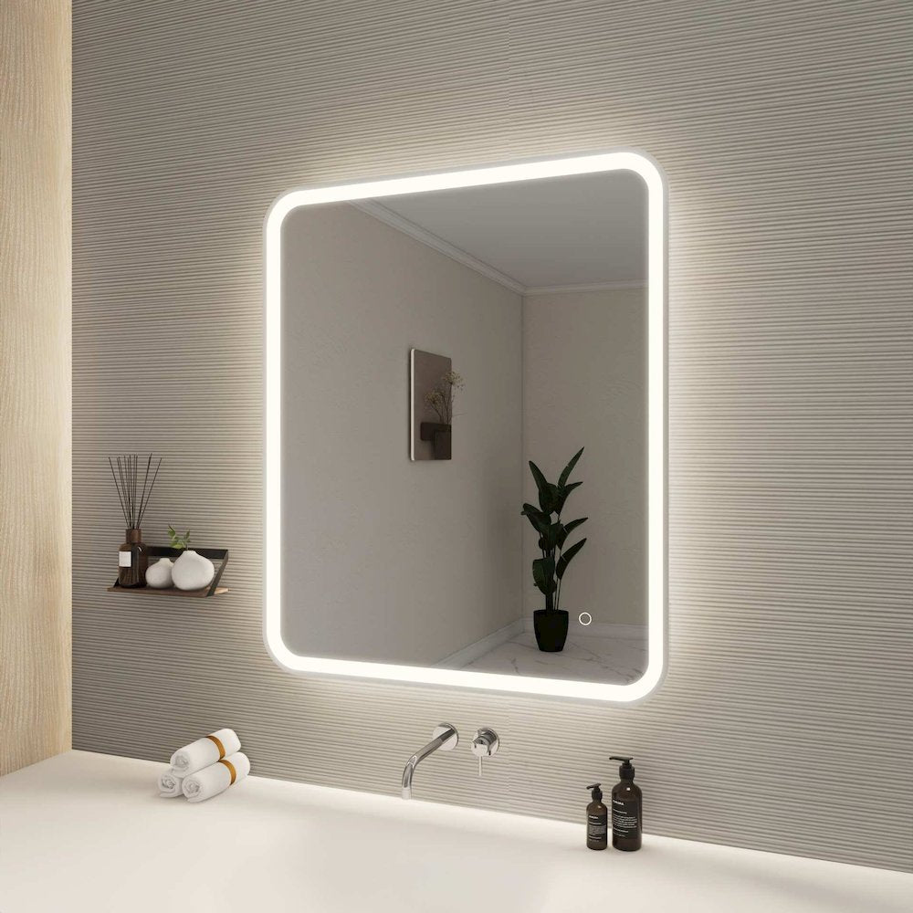 36 Inch Rectangle LED Front and Backlit Wall Mirror in Silver