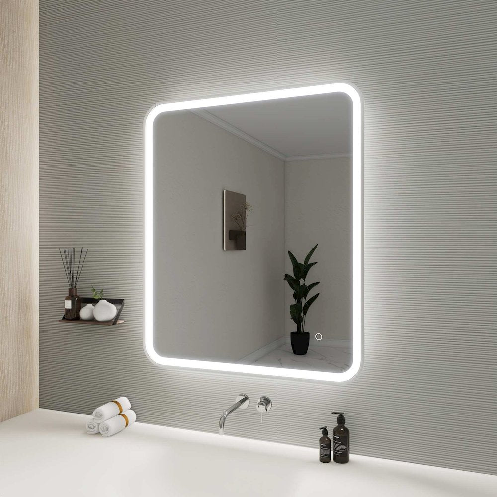 36 Inch Rectangle LED Front and Backlit Wall Mirror in Silver