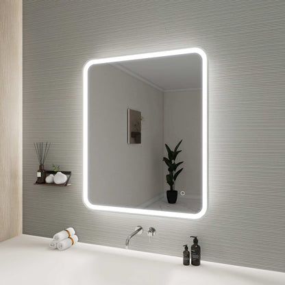 36 Inch Rectangle LED Front and Backlit Wall Mirror in Silver