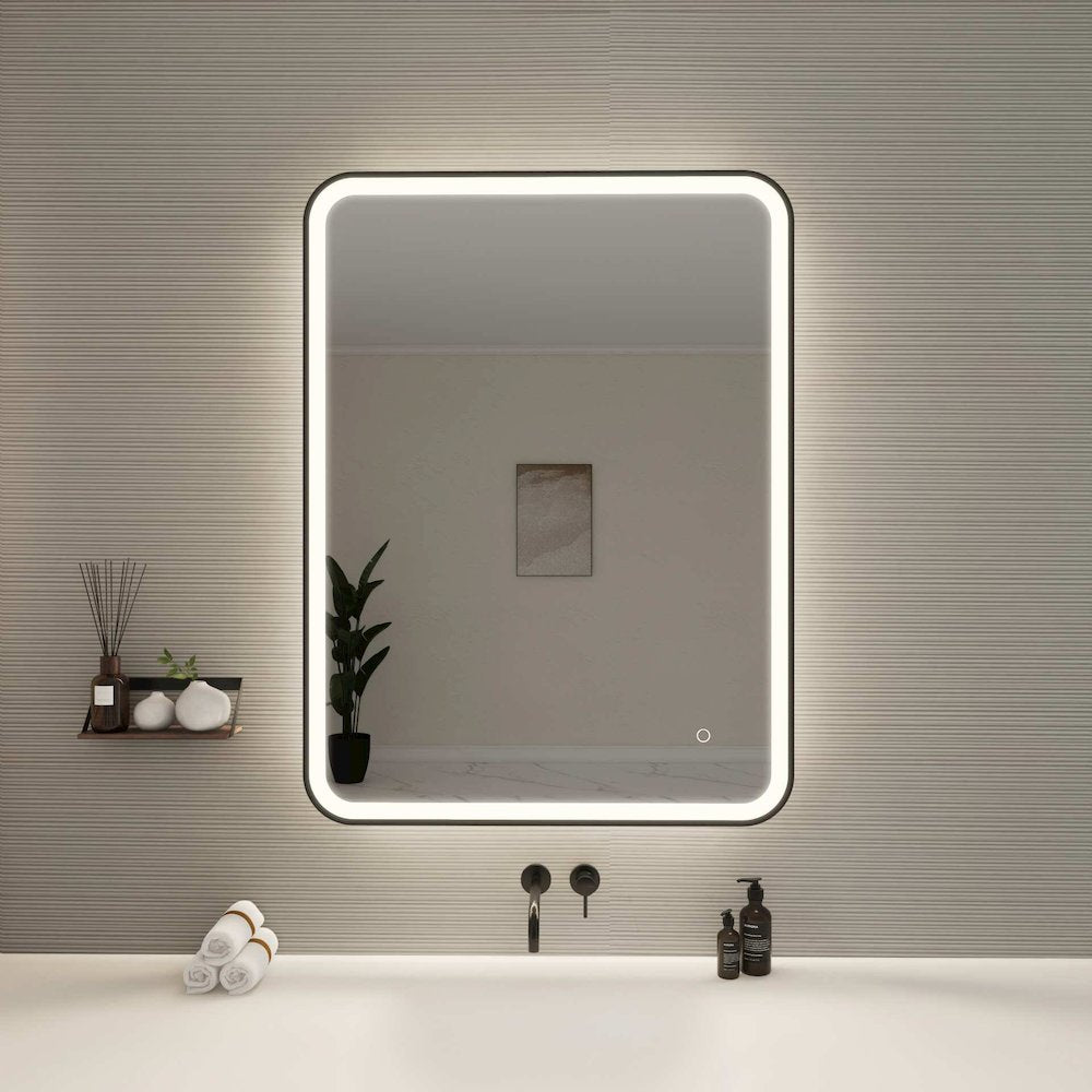 40 Inch Rectangle LED Front and Backlit Wall Mirror in Black