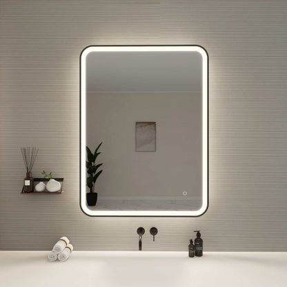 40 Inch Rectangle LED Front and Backlit Wall Mirror in Black