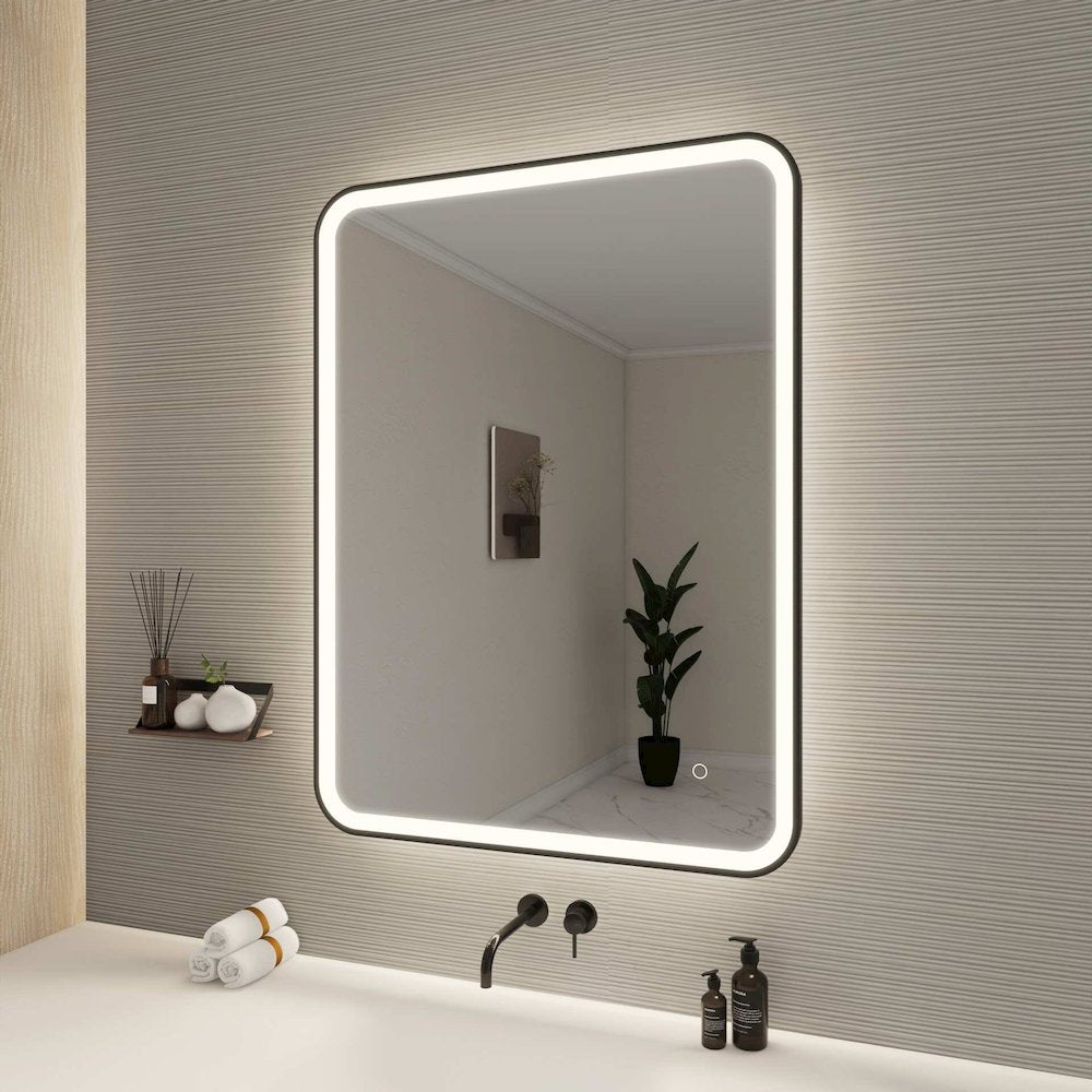 40 Inch Rectangle LED Front and Backlit Wall Mirror in Black