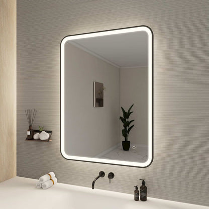 40 Inch Rectangle LED Front and Backlit Wall Mirror in Black