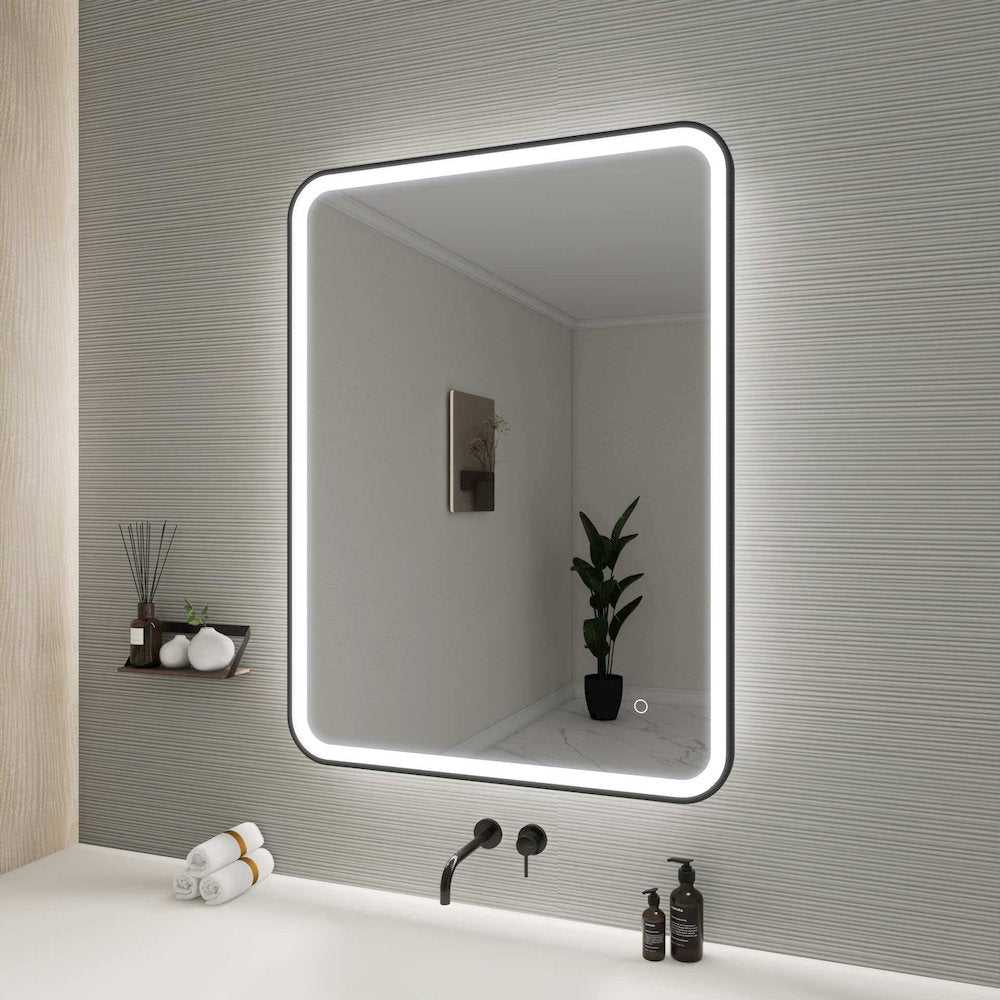 40 Inch Rectangle LED Front and Backlit Wall Mirror in Black