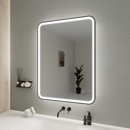 40 Inch Rectangle LED Front and Backlit Wall Mirror in Black