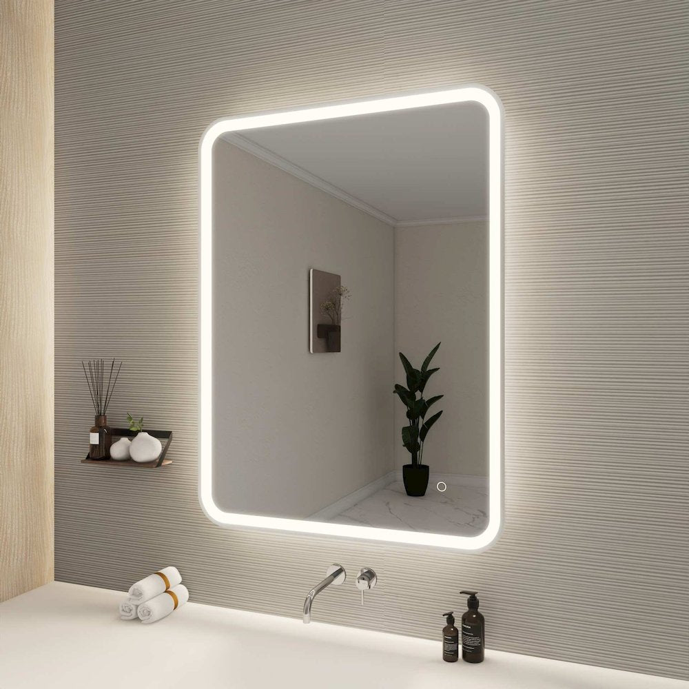 40 Inch Rectangle LED Front and Backlit Wall Mirror in Silver