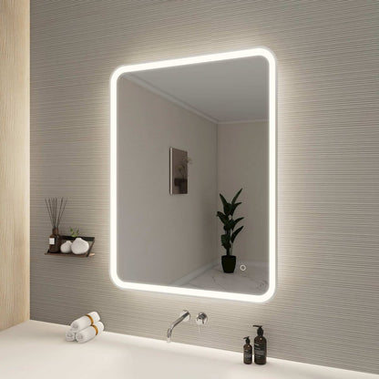 40 Inch Rectangle LED Front and Backlit Wall Mirror in Silver