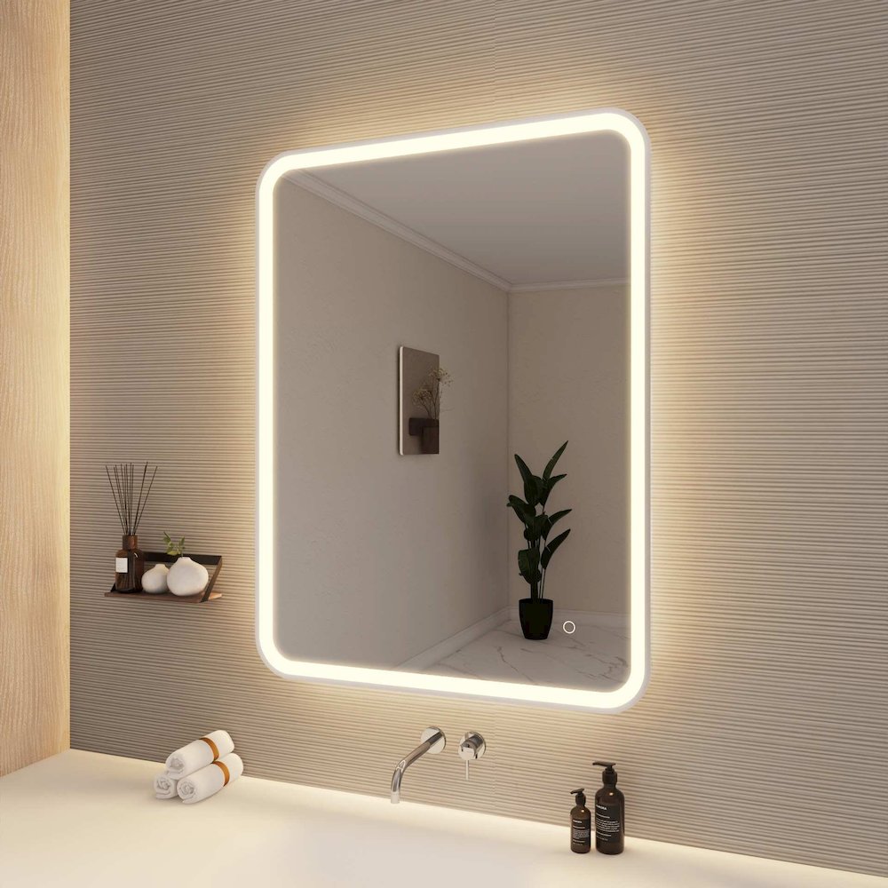 40 Inch Rectangle LED Front and Backlit Wall Mirror in Silver