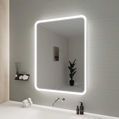40 Inch Rectangle LED Front and Backlit Wall Mirror in Silver