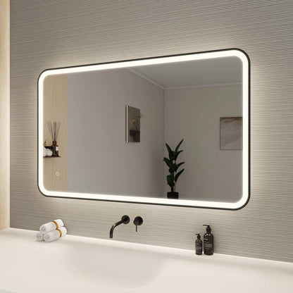 48 Inch Rectangle LED Front and Backlit Wall Mirror in Black