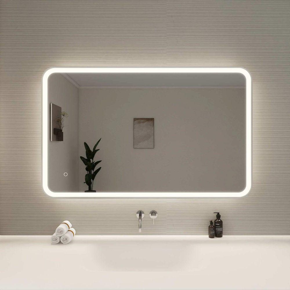 48 Inch Rectangle LED Front and Backlit Wall Mirror in Silver
