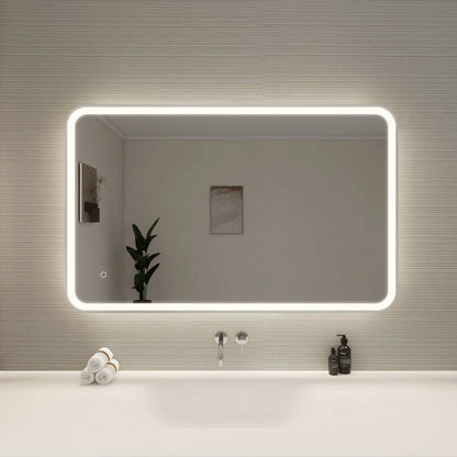 48 Inch Rectangle LED Front and Backlit Wall Mirror in Silver