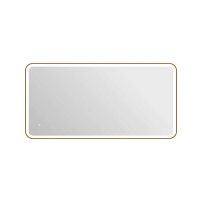 60 Inch Rectangle LED Front and Backlit Wall Mirror in Satin Gold