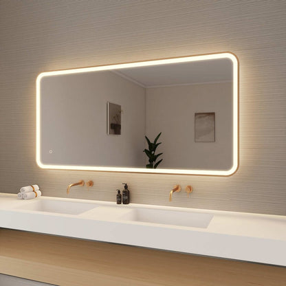 60 Inch Rectangle LED Front and Backlit Wall Mirror in Satin Gold