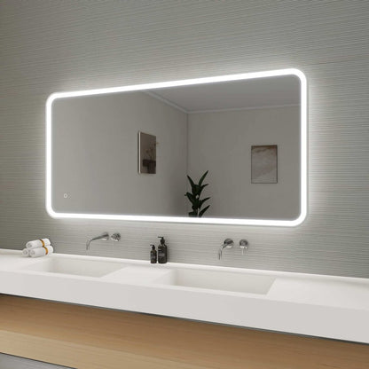 60 Inch Rectangle LED Front and Backlit Wall Mirror in Silver