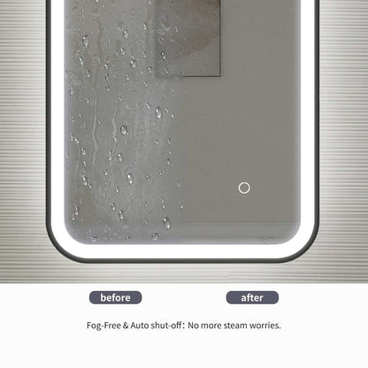 72 Inch Rectangle LED Front and Backlit Wall Mirror in Black