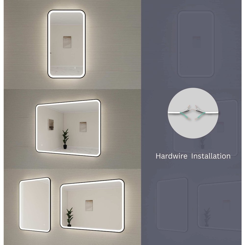 72 Inch Rectangle LED Front and Backlit Wall Mirror in Satin Gold