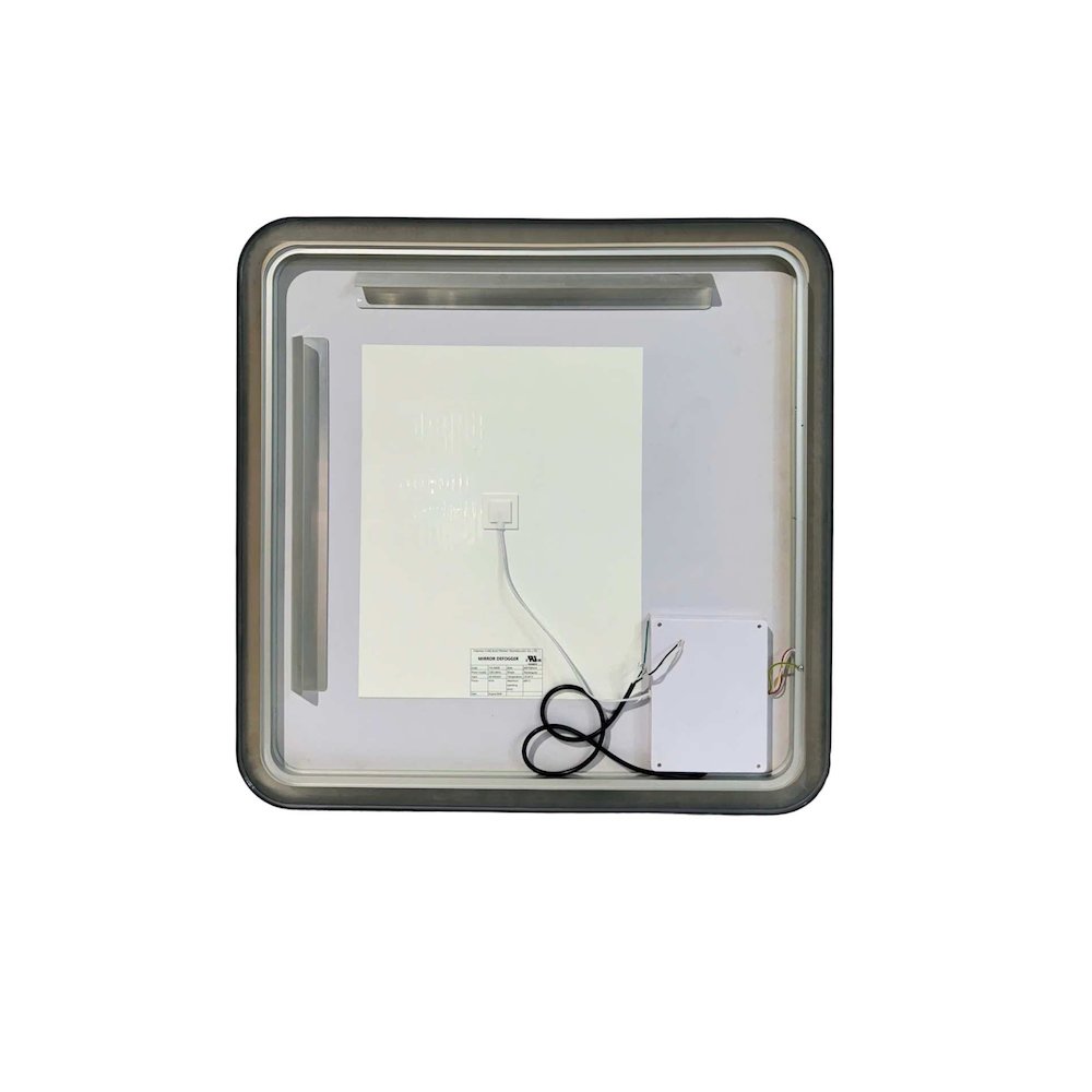 33 Round LED Front and Backlit Wall Mirror in Black