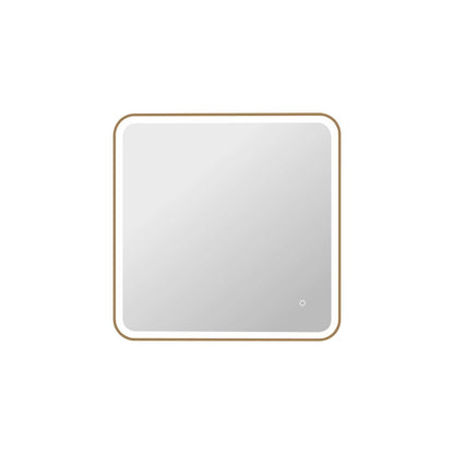 33 Round LED Front and Backlit Wall Mirror in Satin Gold