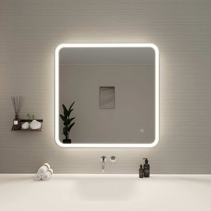 33 Round LED Front and Backlit Wall Mirror in Silver