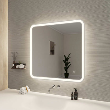 33 Round LED Front and Backlit Wall Mirror in Silver