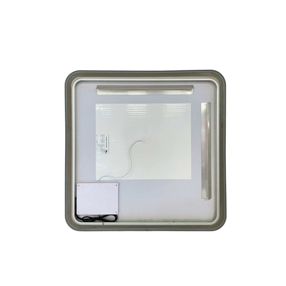 33 Round LED Front and Backlit Wall Mirror in Silver