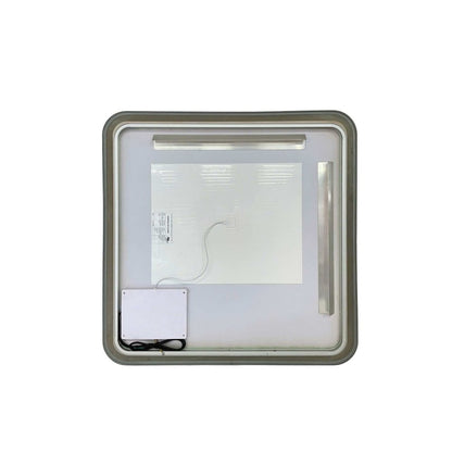33 Round LED Front and Backlit Wall Mirror in Silver