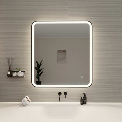 36 Round LED Front and Backlit Wall Mirror in Black