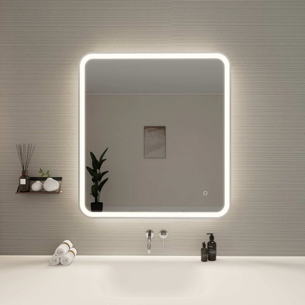 36 Round LED Front and Backlit Wall Mirror in Silver