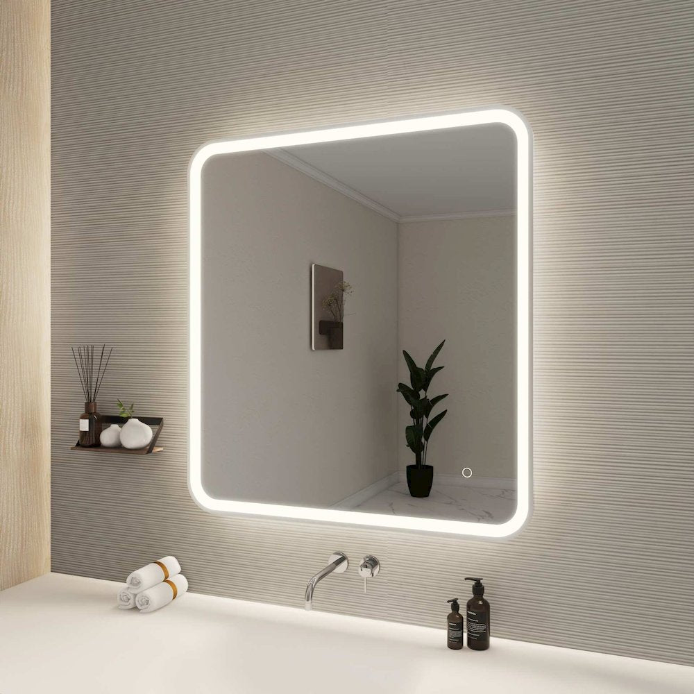36 Round LED Front and Backlit Wall Mirror in Silver
