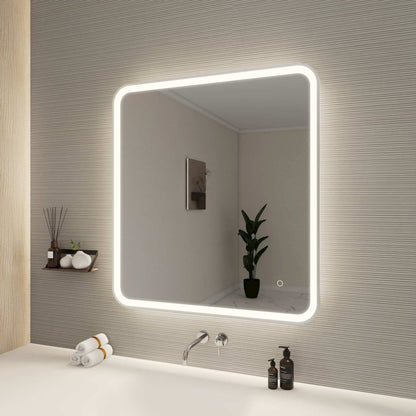 36 Round LED Front and Backlit Wall Mirror in Silver