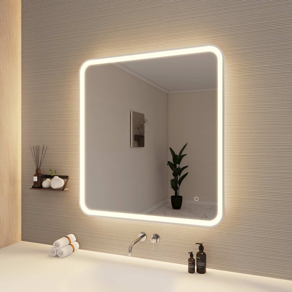 36 Round LED Front and Backlit Wall Mirror in Silver
