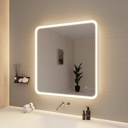 36 Round LED Front and Backlit Wall Mirror in Silver