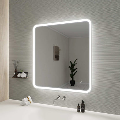 36 Round LED Front and Backlit Wall Mirror in Silver