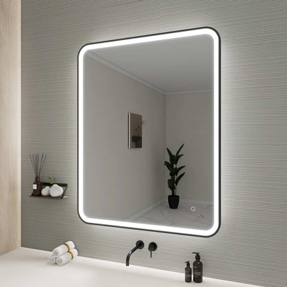 42 Round LED Front and Backlit Wall Mirror in Black