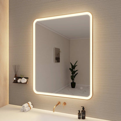 42 Round LED Front and Backlit Wall Mirror in Satin Gold