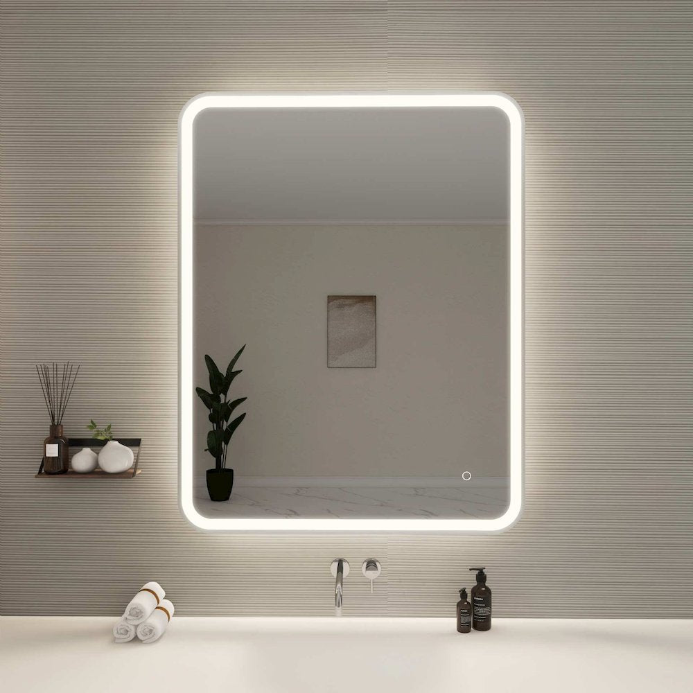 42 Round LED Front and Backlit Wall Mirror in Silver