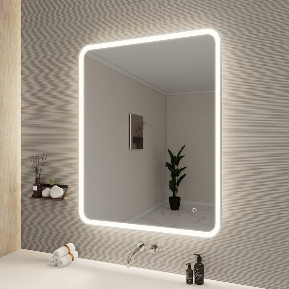 42 Round LED Front and Backlit Wall Mirror in Silver