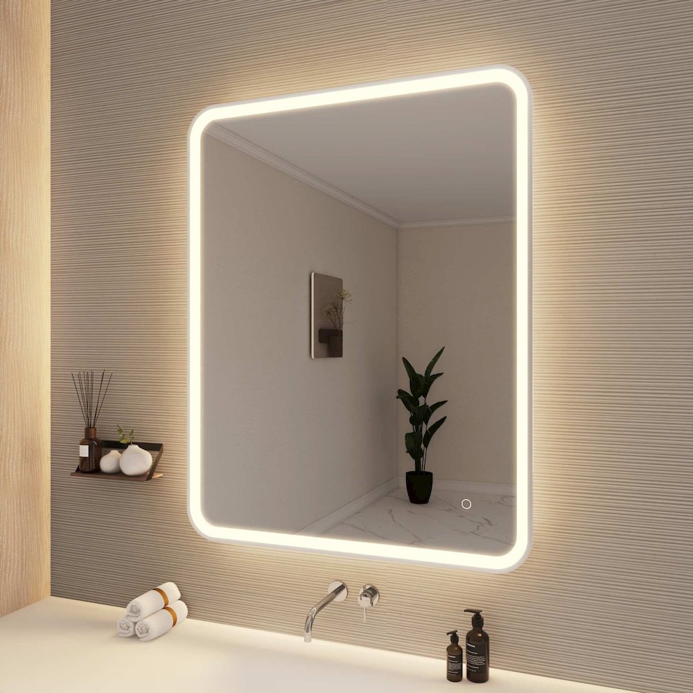 42 Round LED Front and Backlit Wall Mirror in Silver