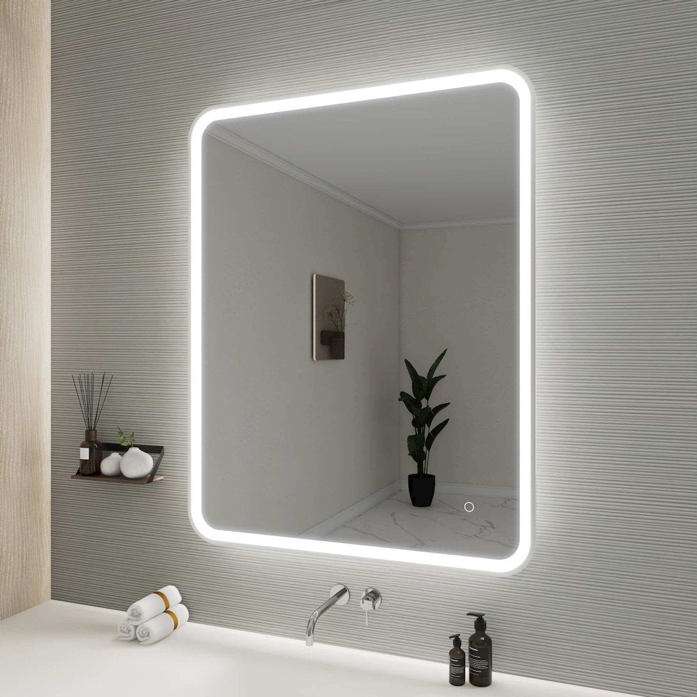 42 Round LED Front and Backlit Wall Mirror in Silver