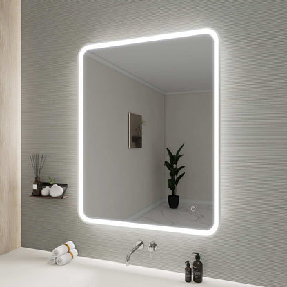 42 Round LED Front and Backlit Wall Mirror in Silver