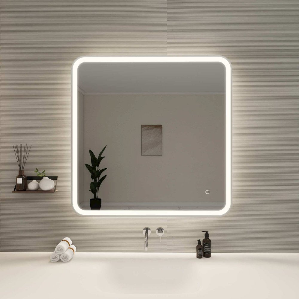 36 Round LED Front and Backlit Wall Mirror in Silver
