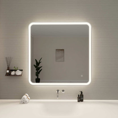 36 Round LED Front and Backlit Wall Mirror in Silver