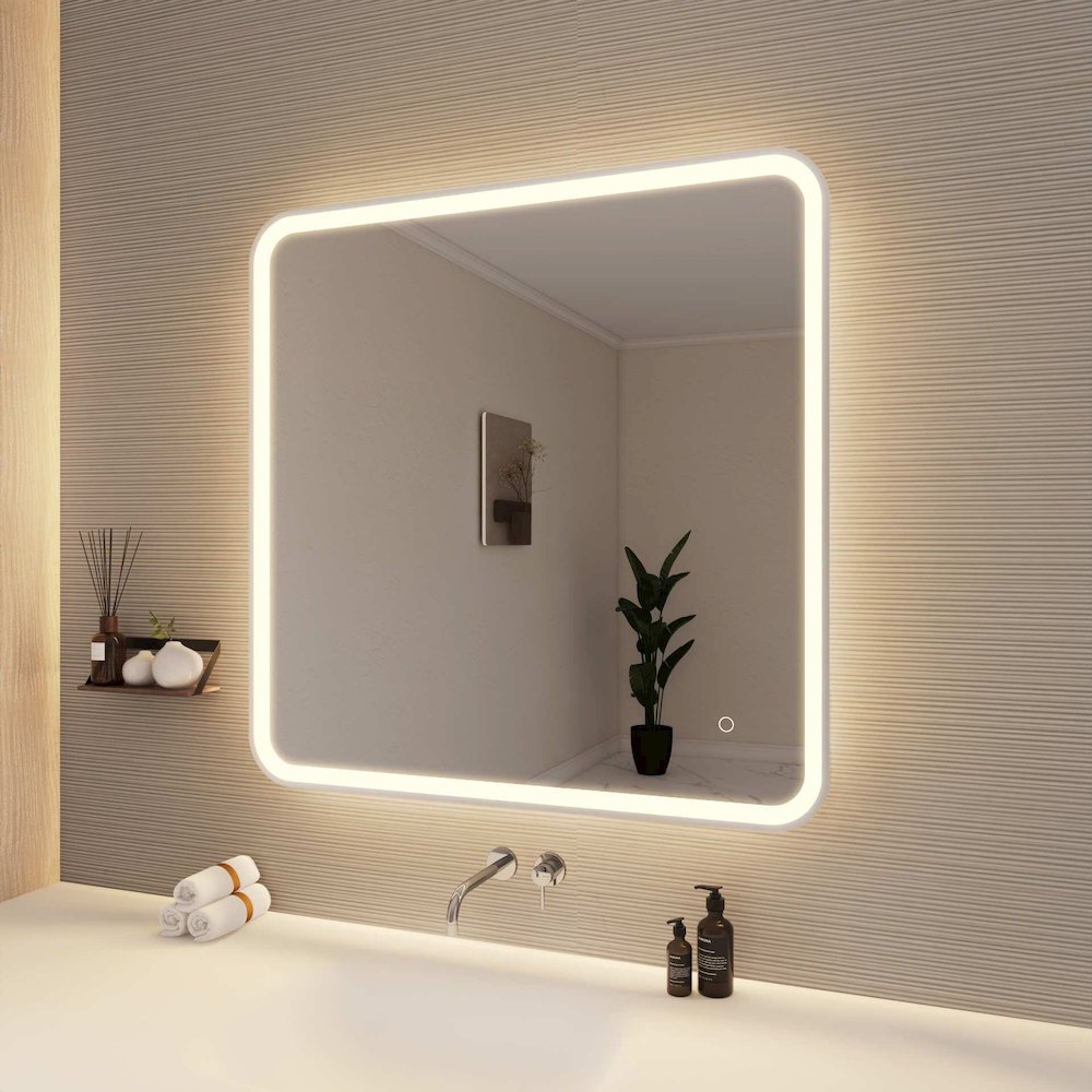 36 Round LED Front and Backlit Wall Mirror in Silver
