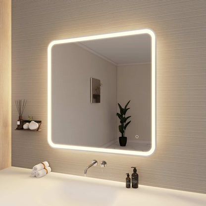36 Round LED Front and Backlit Wall Mirror in Silver