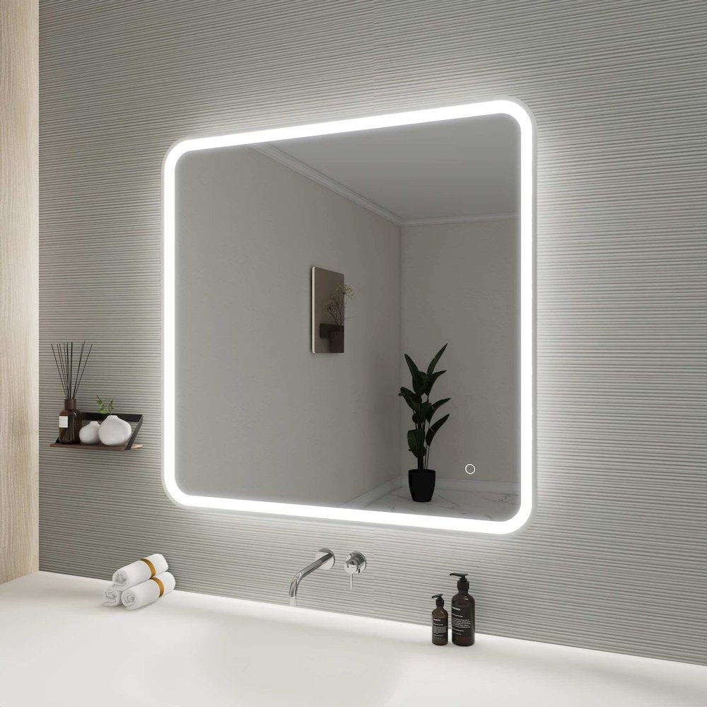 36 Round LED Front and Backlit Wall Mirror in Silver